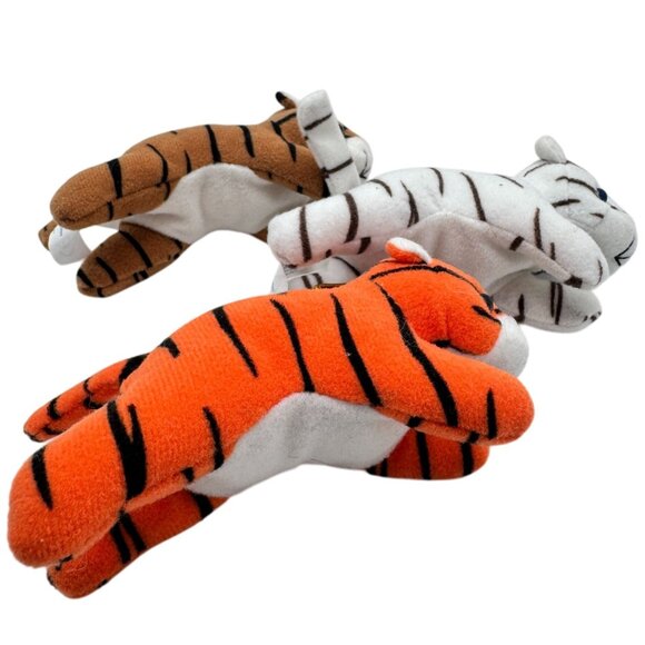 Set Of 3 Tiger Christmas Ornaments AdGap Polyester Fiber & Plastic Pellets Plush - Picture 6 of 7